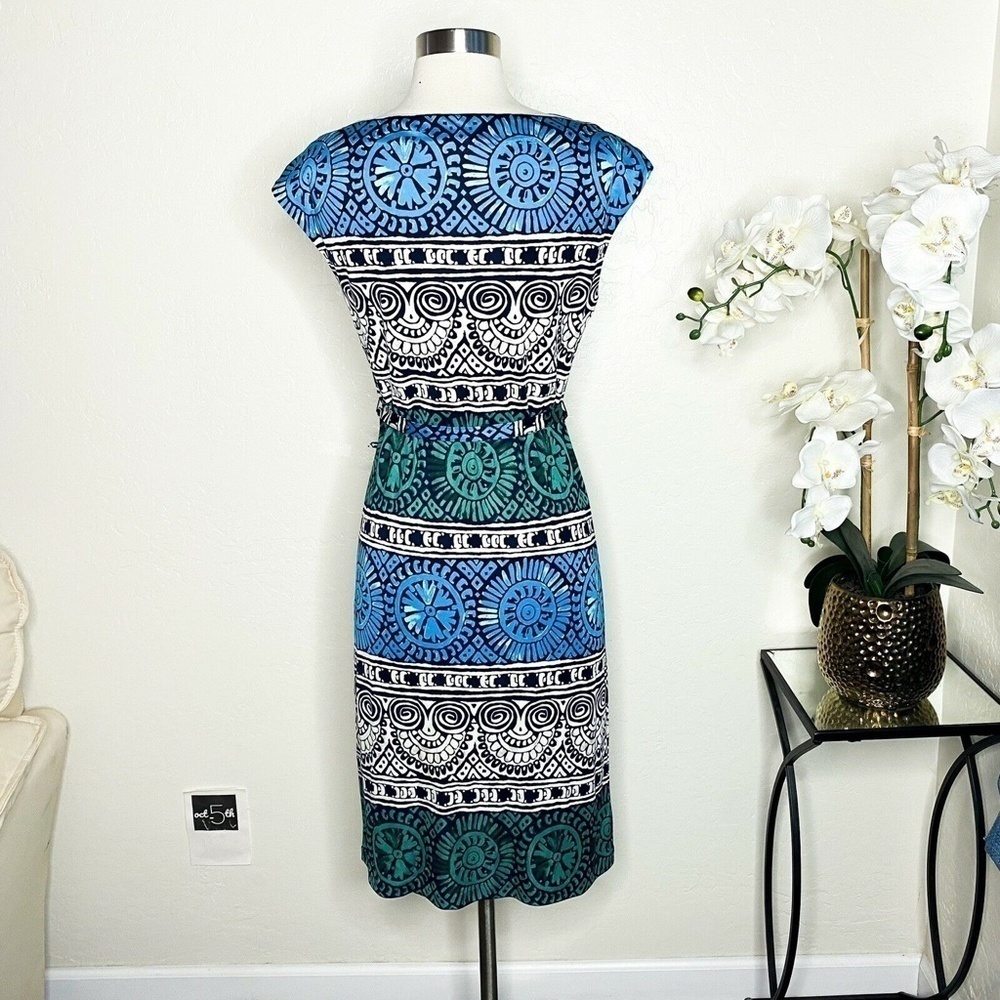 Tory burch belted aztec print silk dress S - Picture 3 of 8